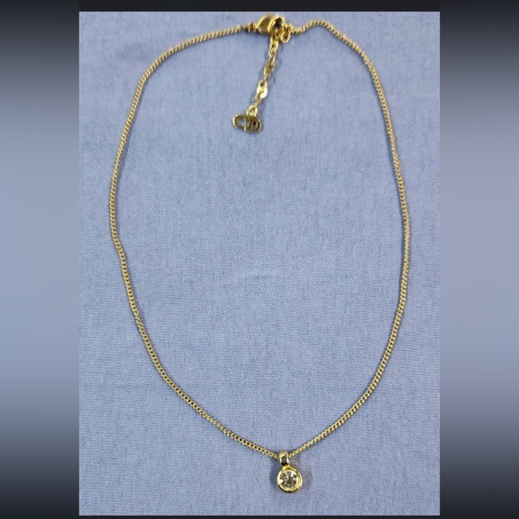 Vintage Christian Dior solitaire Swarovski crystal pendant necklace - Picture 7 of 14